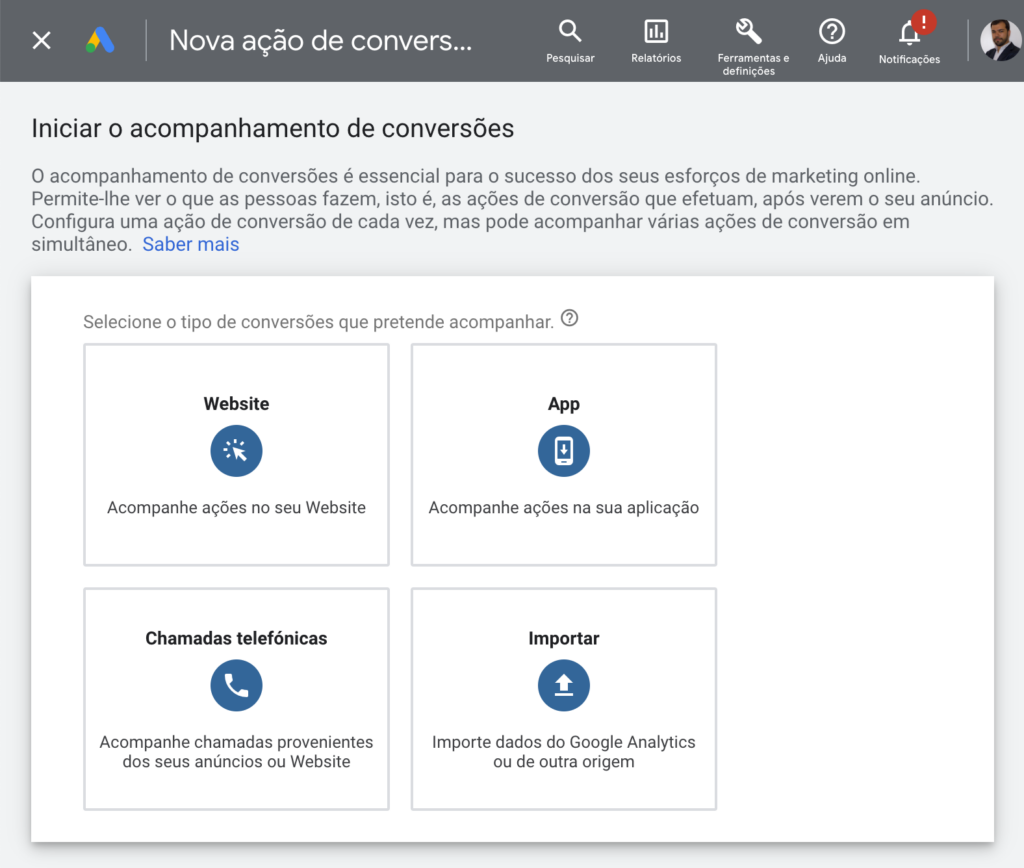 1. Crie uma ação de conversão - Google Ads Ajuda