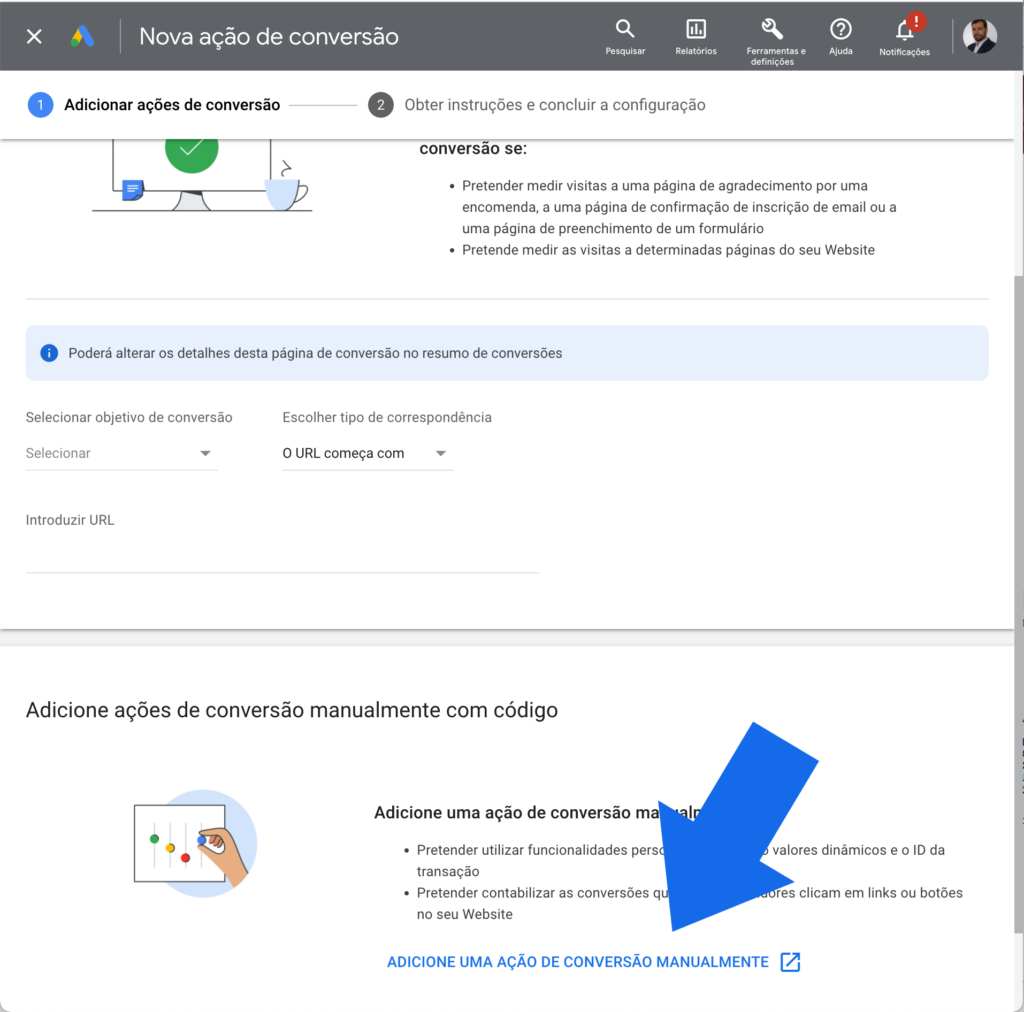 1. Crie uma ação de conversão - Google Ads Ajuda